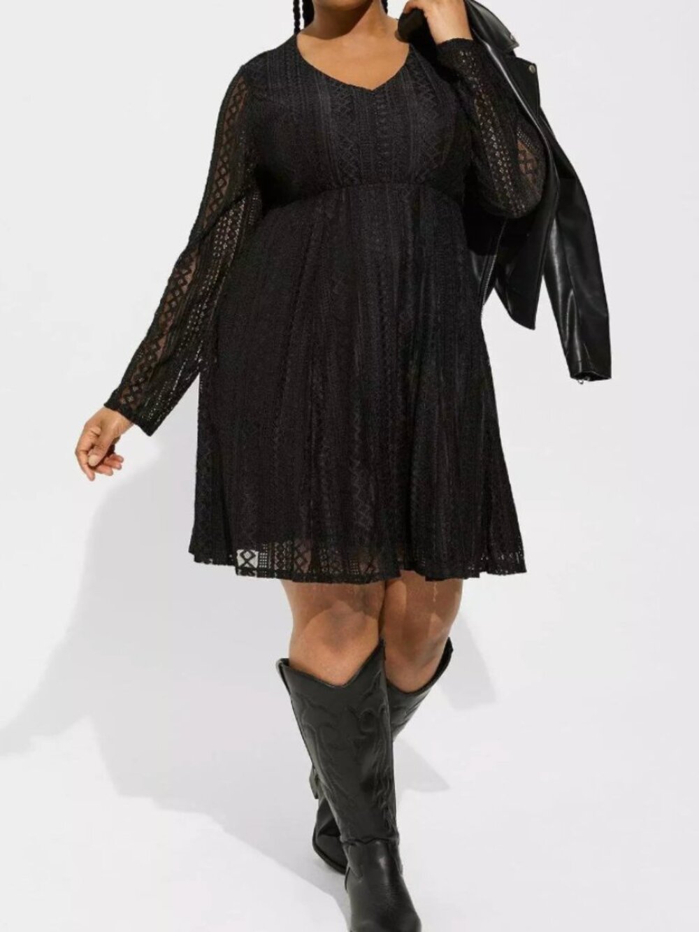 NWT Torrid Geo Lace V-Neck Skater Dress Size 2